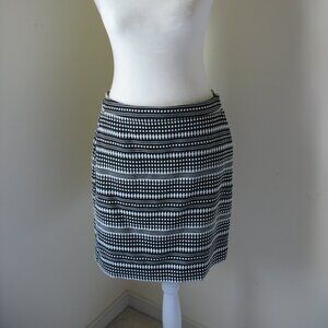 NWT Banana Republic Factory 4 S Small black white ivory pencil skirt striped